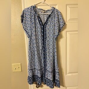 LOFT Blue and White Patterned Dress
